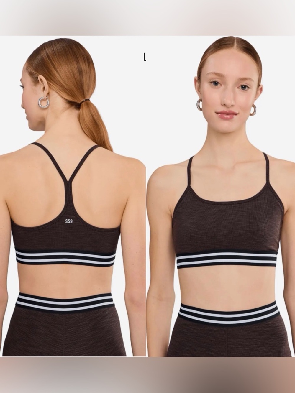 NWT Splits59 Cali Active Rib Bra in Heather Dark Chocolate